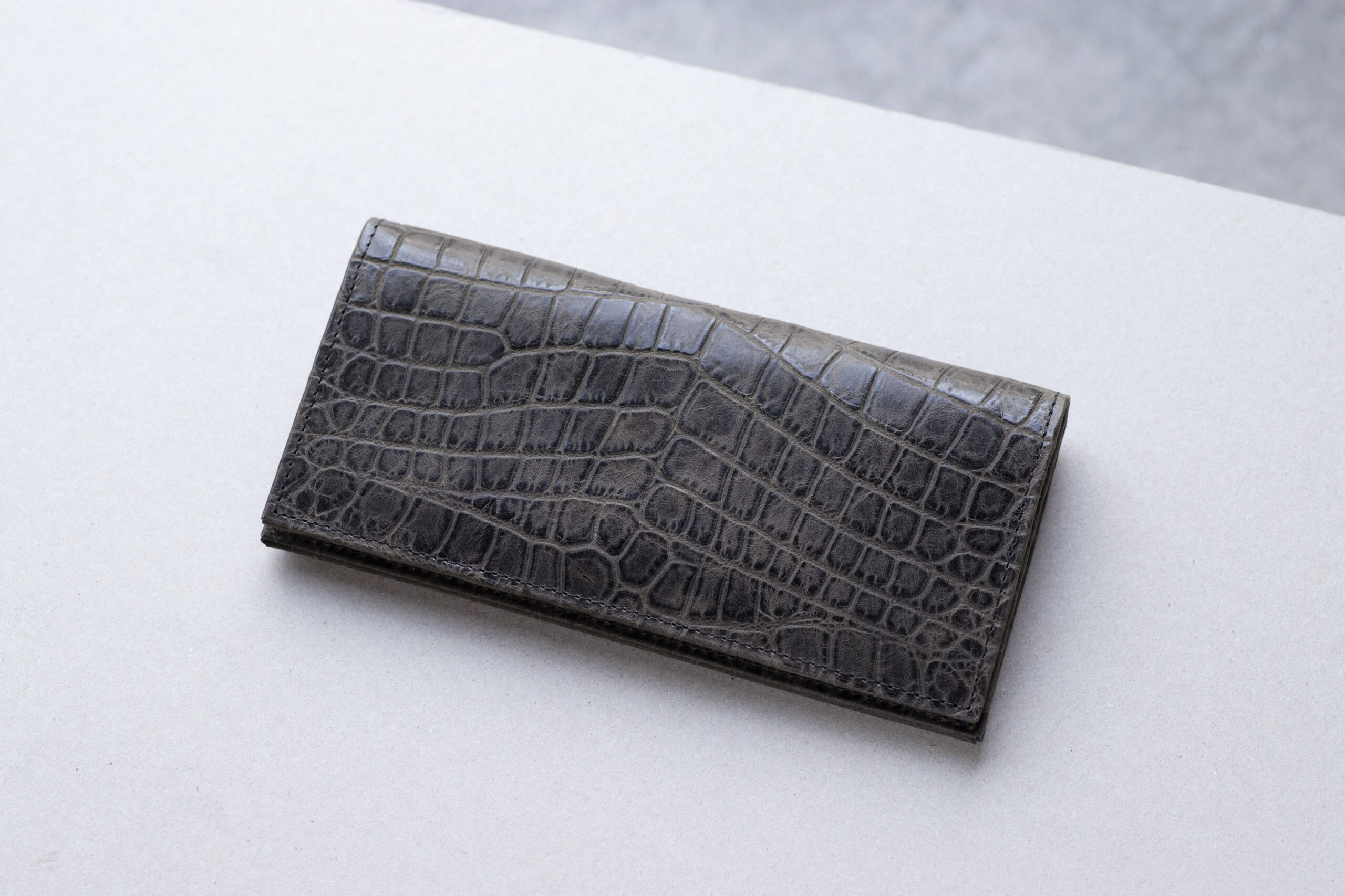 スリムロングウォレット (クロコダイルエンボスレザー)-aw-12ec